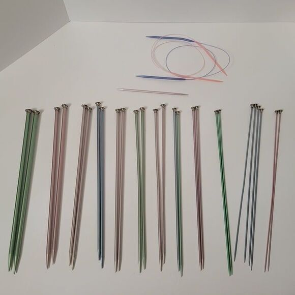 Vintage Susan Bates 14" Knitting Needles Metal Aluminum Sizes 1 2 4 7 8 9 10 + - Picture 1 of 12